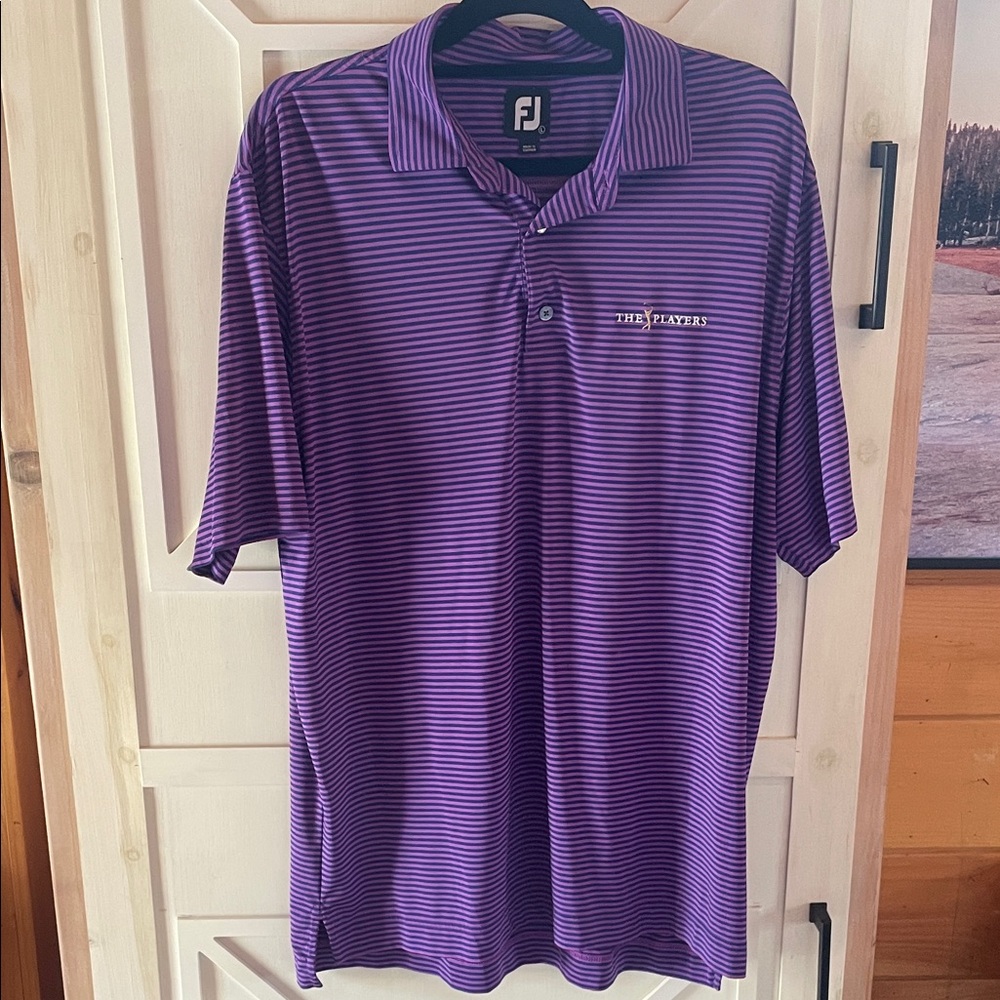FootJoy Purple and Black Striped Golf Polo - The Players